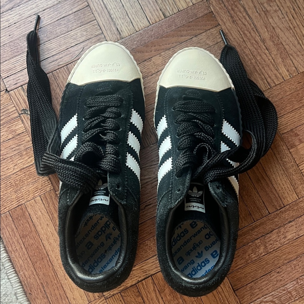 🔥🖤🖤Adidas Alexander Wang X Skate Black Suede sneakers size 11.5, used but SLEEK - Picture 6 of 14